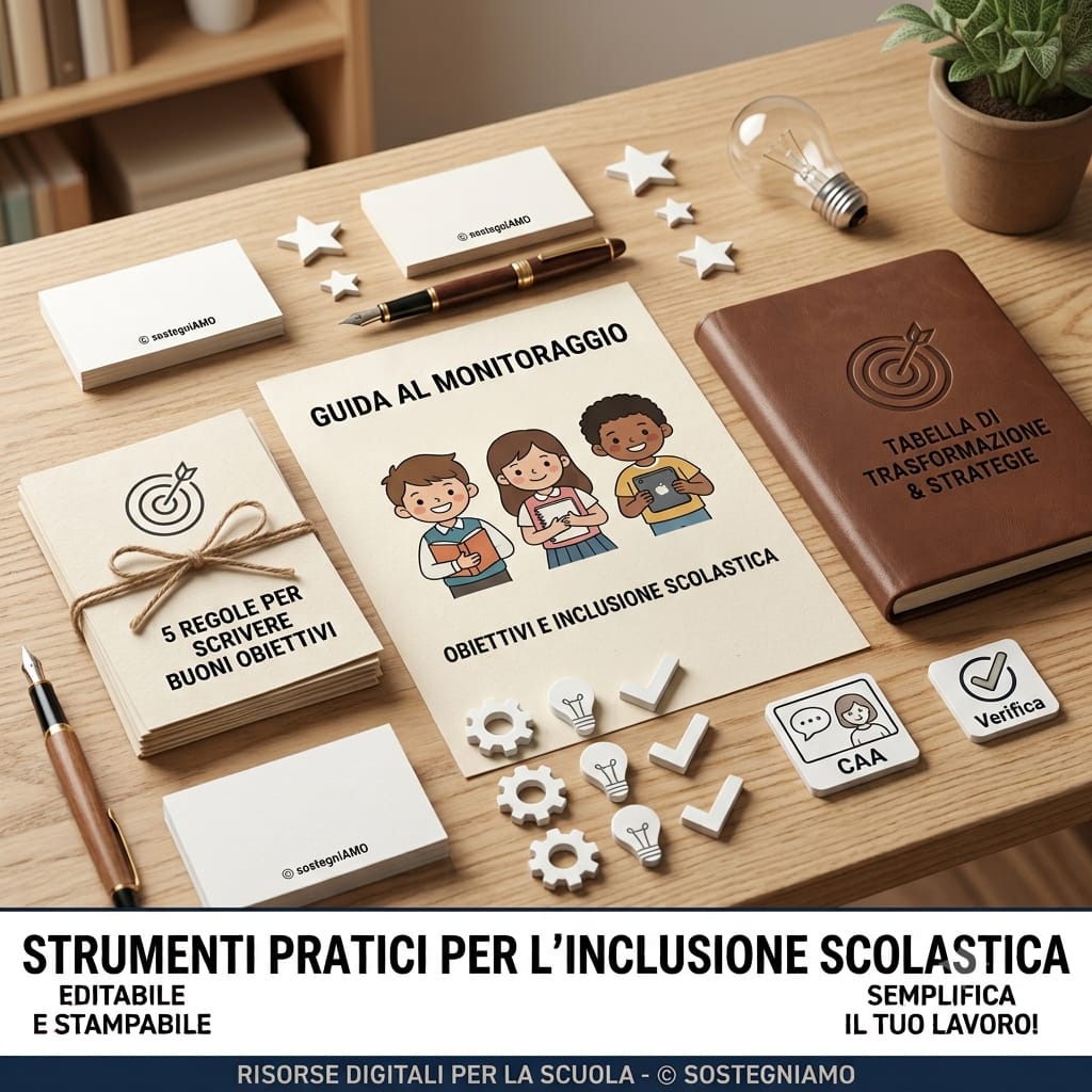 guida al monitoraggio + 5 regole per scrivere buoni obiettivi + tabella di trasformazione e strategie